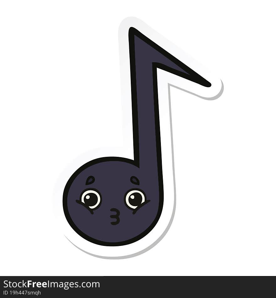 Sticker Of A Cute Cartoon Musical Note