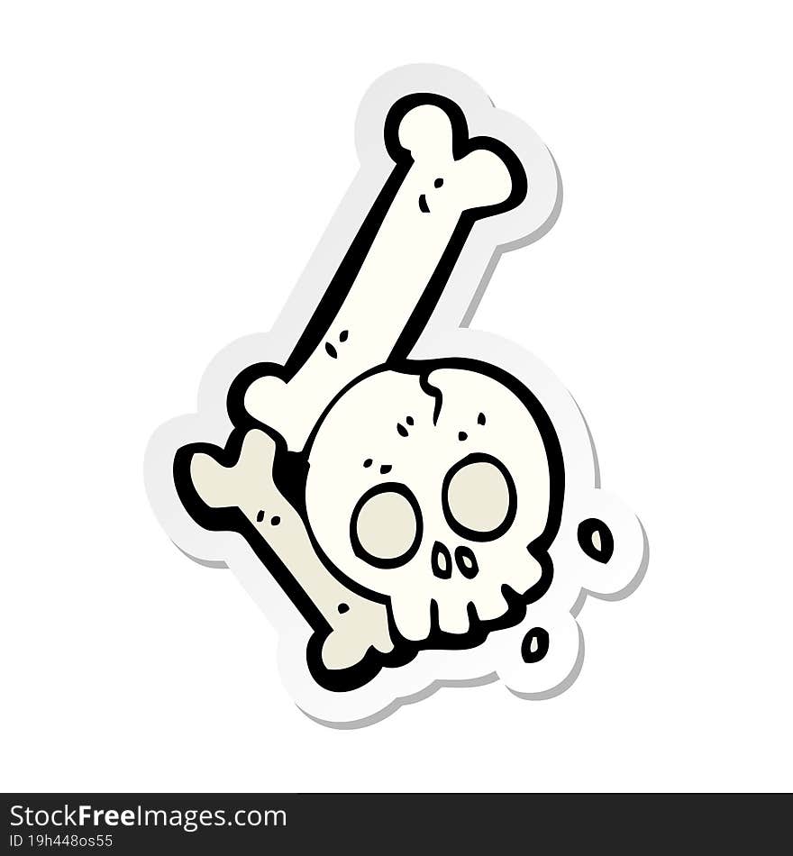 sticker of a cartoon halloween bone number