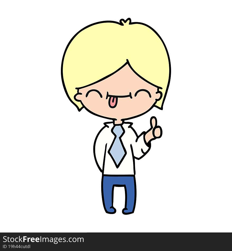 cartoon of boy with thumb up