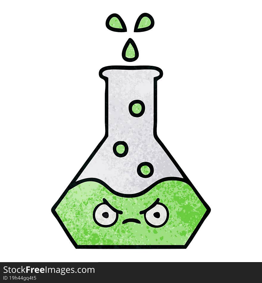 retro grunge texture cartoon of a science beaker