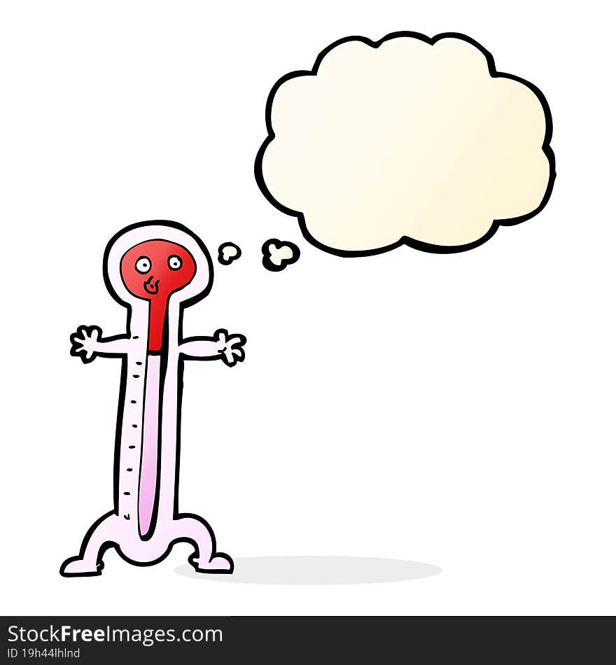 cartoon thermometer with thought bubble