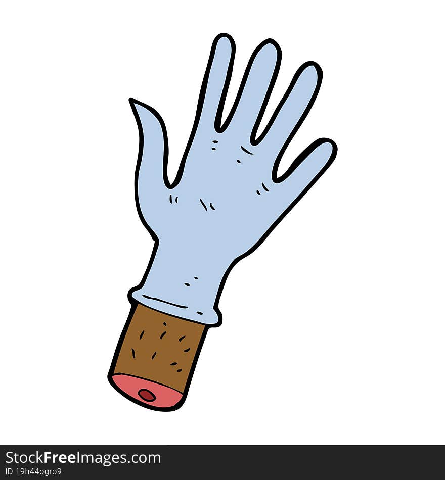 cartoon hand with rubber glove