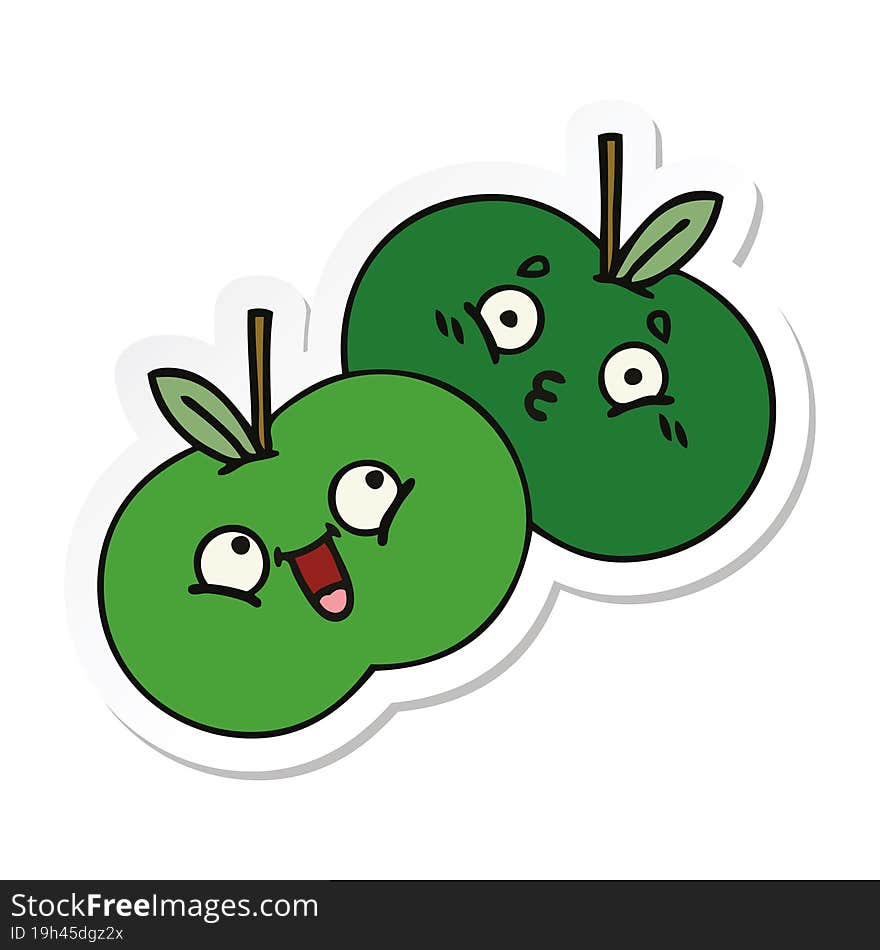 sticker of a cute cartoon apples