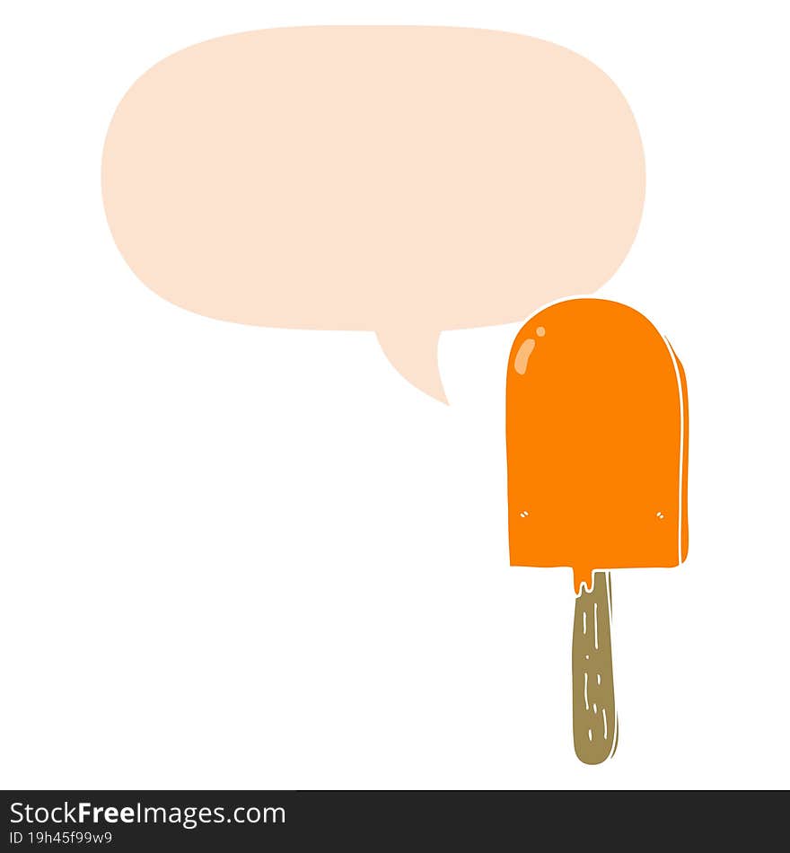 cartoon lollipop and speech bubble in retro style