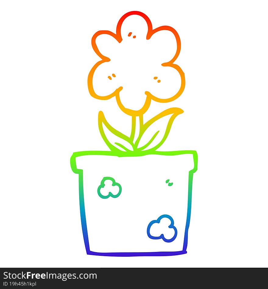 rainbow gradient line drawing cute cartoon flower