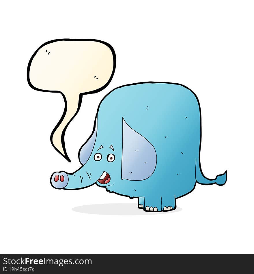 cartoon funny elephant with speech bubble