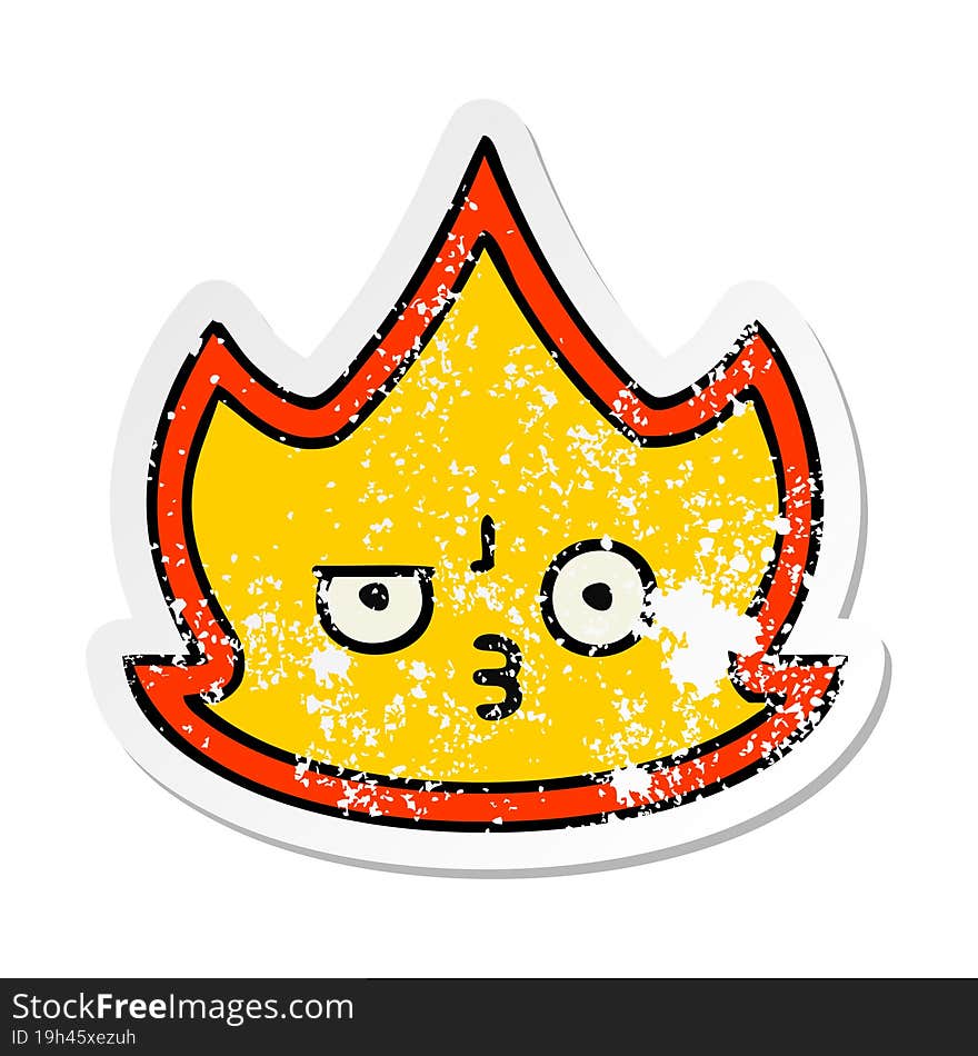 distressed sticker of a cute cartoon fire flame