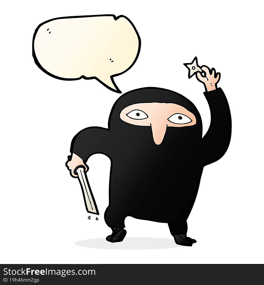 cartoon ninja with speech bubble