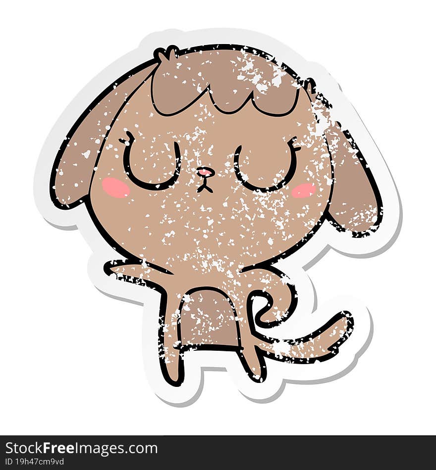 distressed sticker of a cute cartoon dog