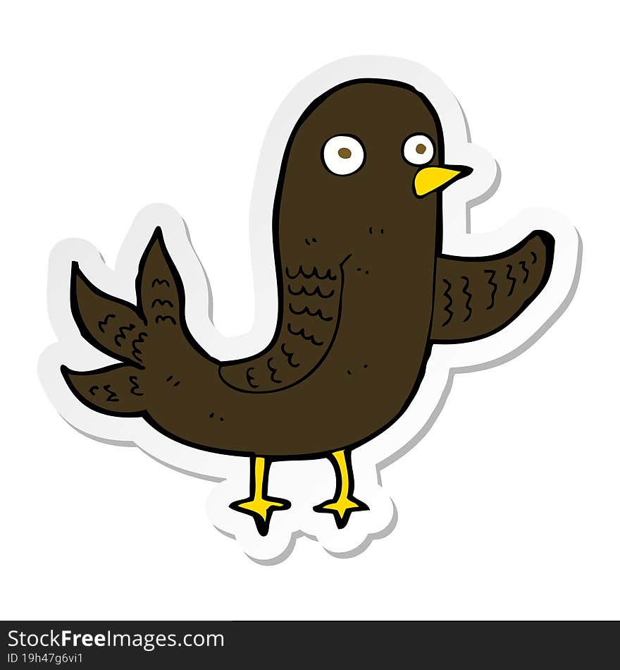 sticker of a cartoon waving bird