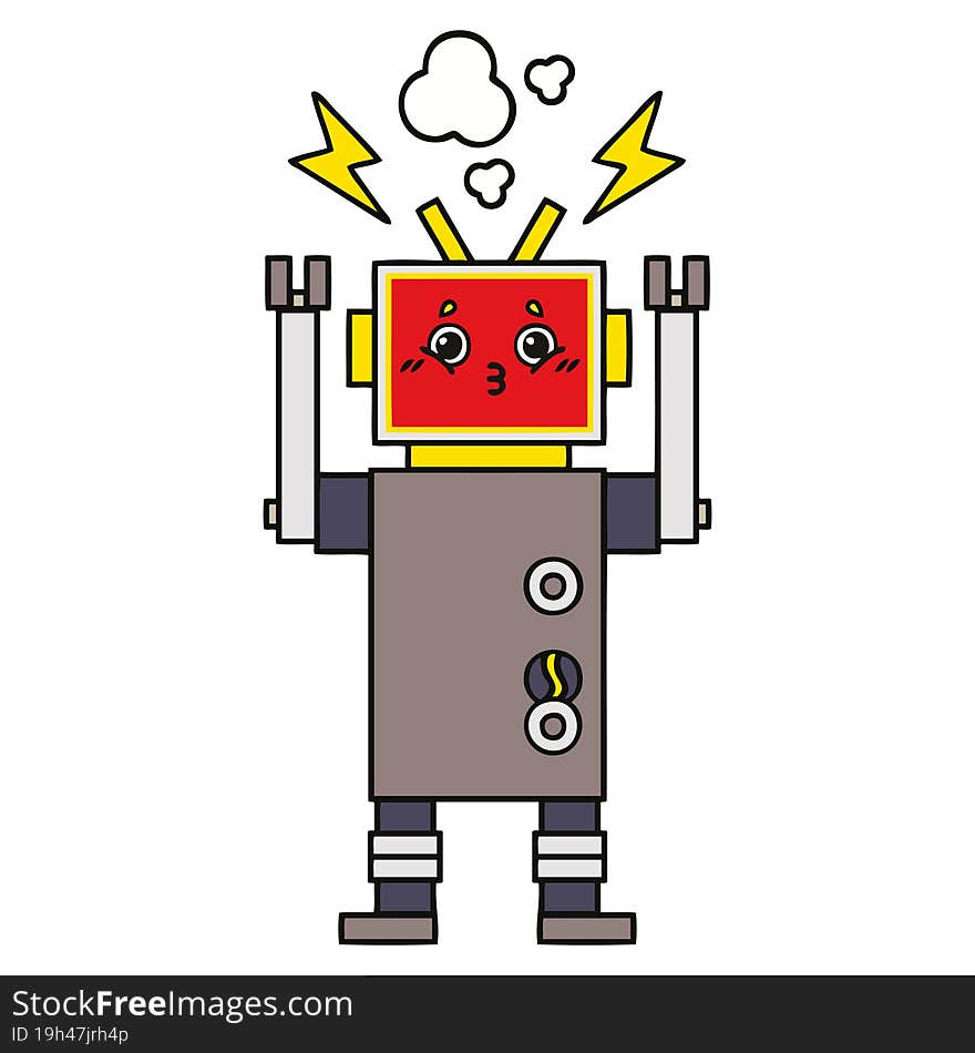 cute cartoon of a robot malfunction