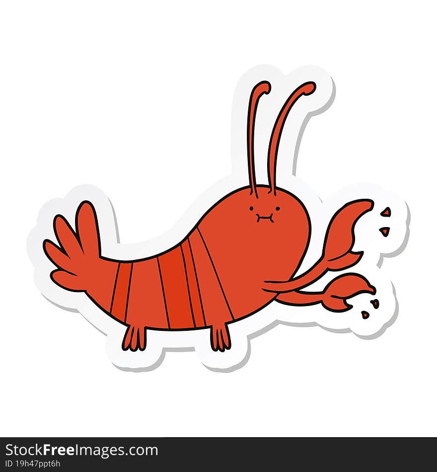 sticker of a cartoon lobster