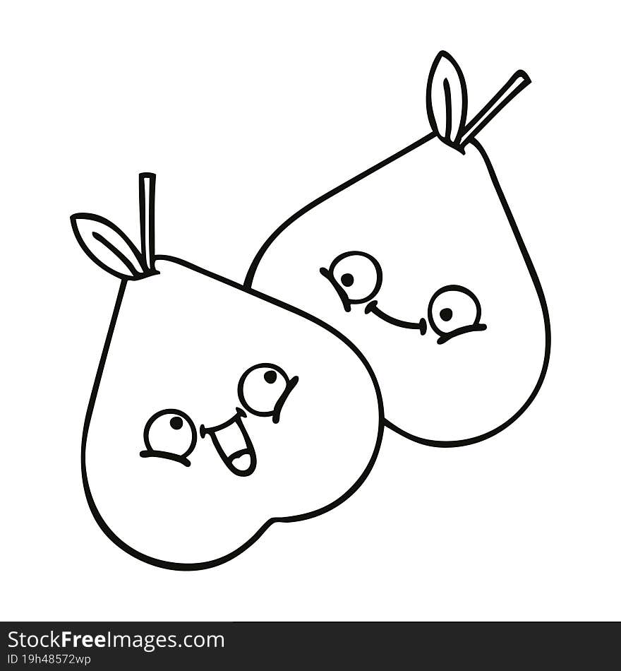 line drawing cartoon pears