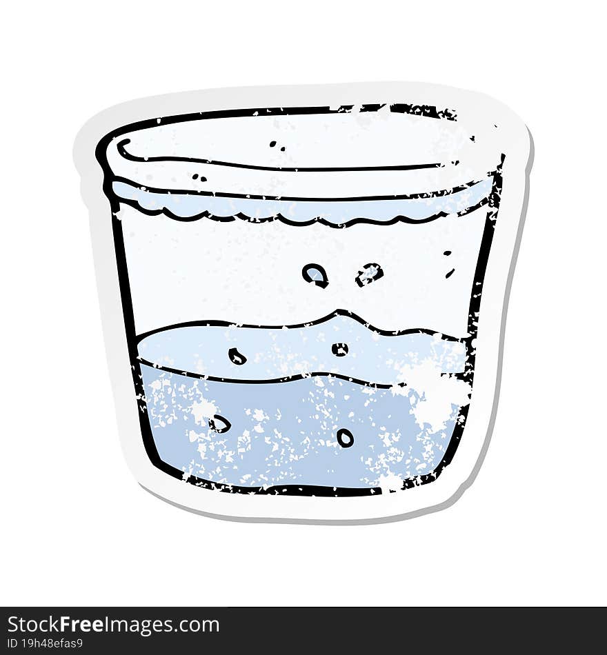 retro distressed sticker of a cartoon glass of water