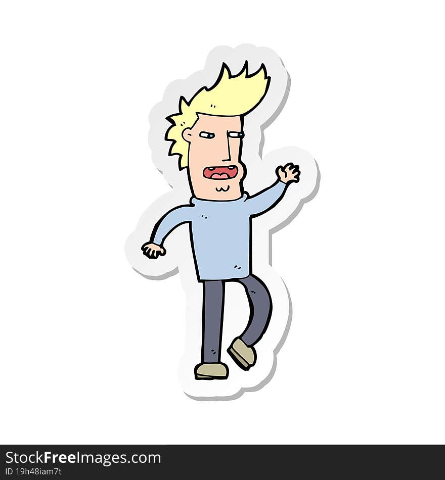 sticker of a cartoon loudmouth man