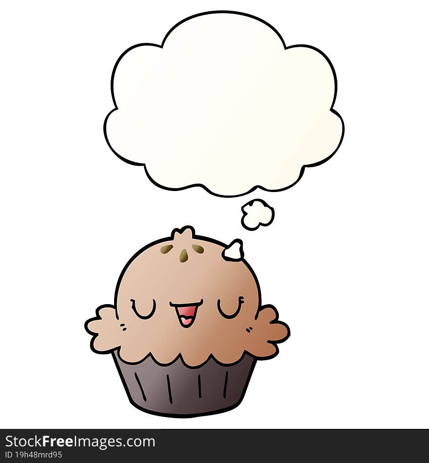 cute cartoon pie and thought bubble in smooth gradient style