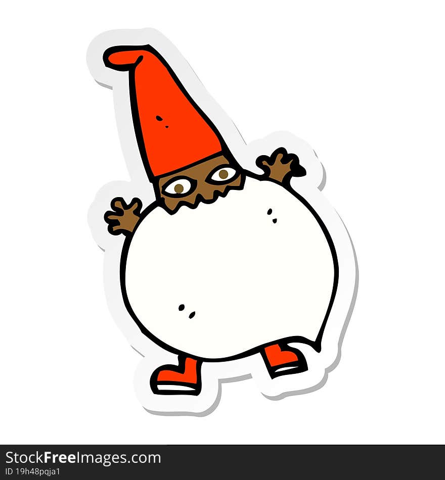 sticker of a cartoon tiny santa