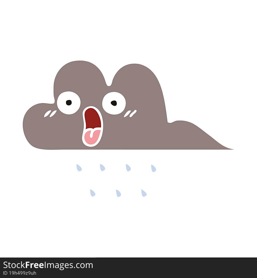 flat color retro cartoon storm rain cloud