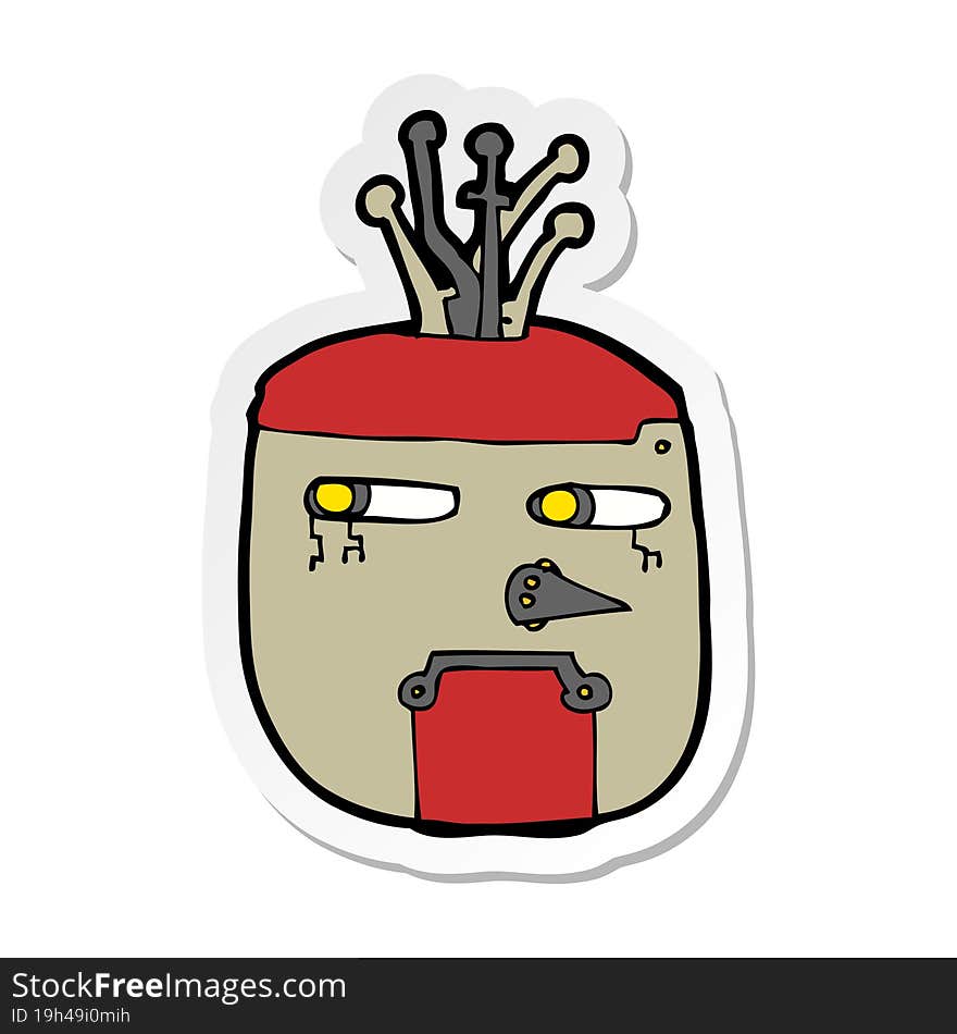 sticker of a cartoon robot head