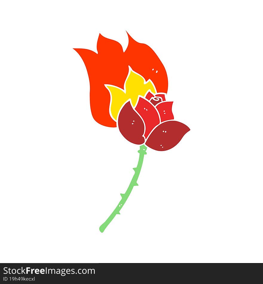 Flat Color Illustration Of A Cartoon Rose