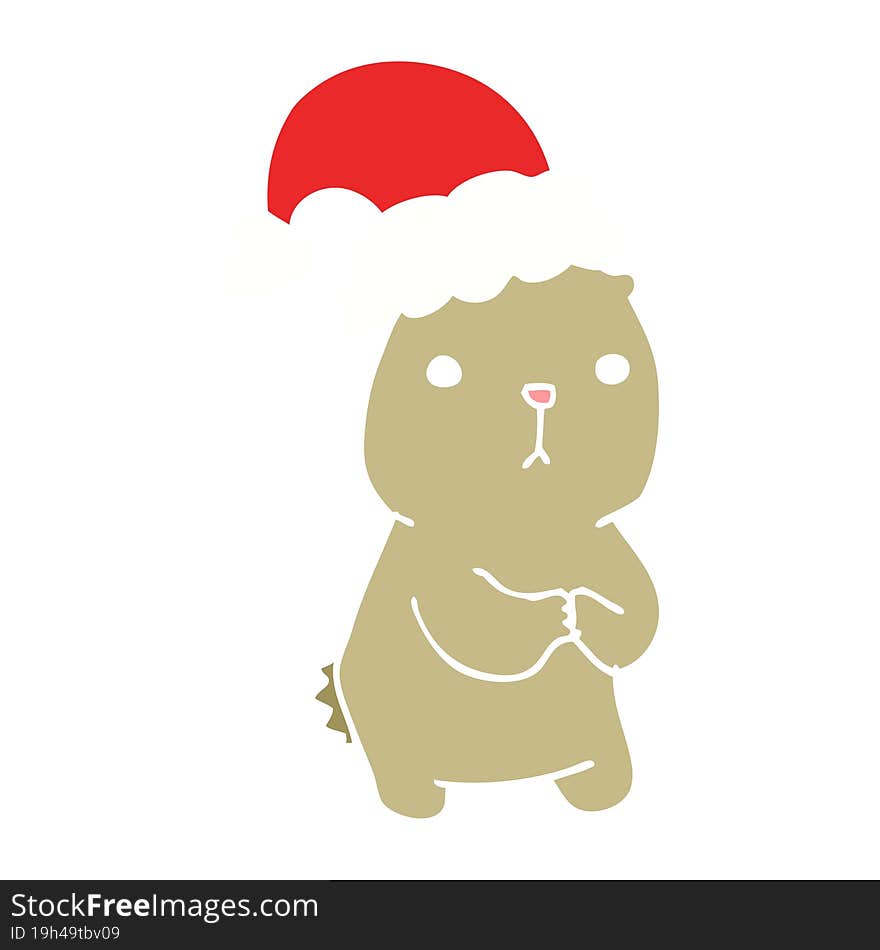 flat color style cartoon christmas bear worrying