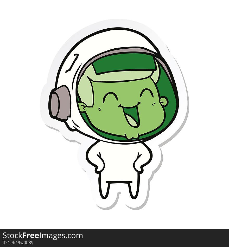 Sticker Of A Happy Cartoon Astronaut