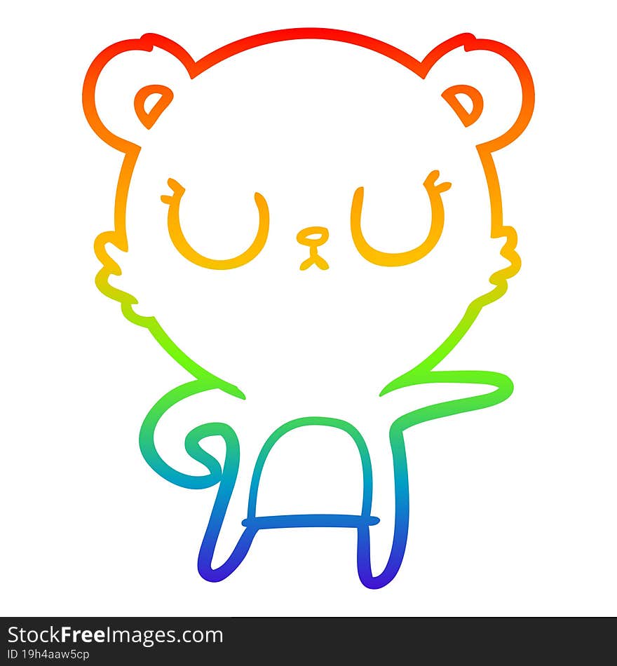 rainbow gradient line drawing peaceful cartoon bear