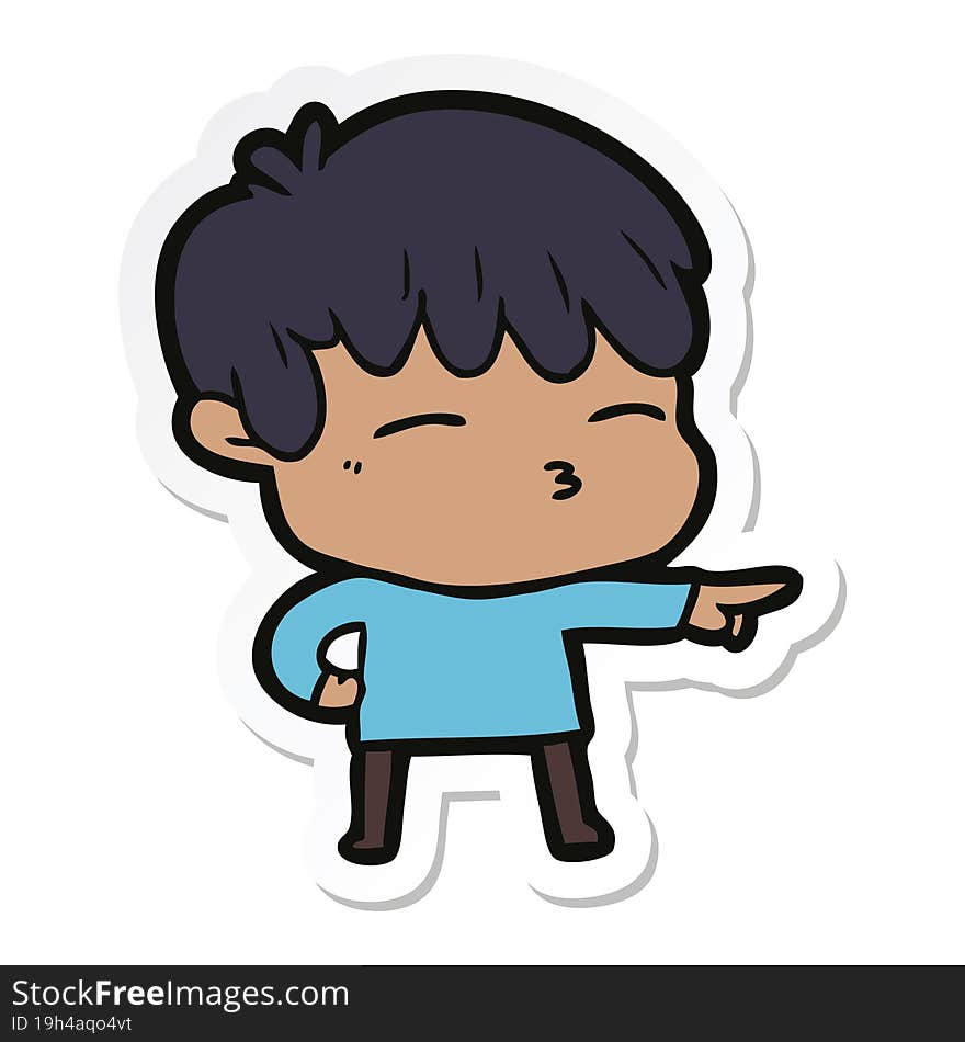 sticker of a cartoon curious boy