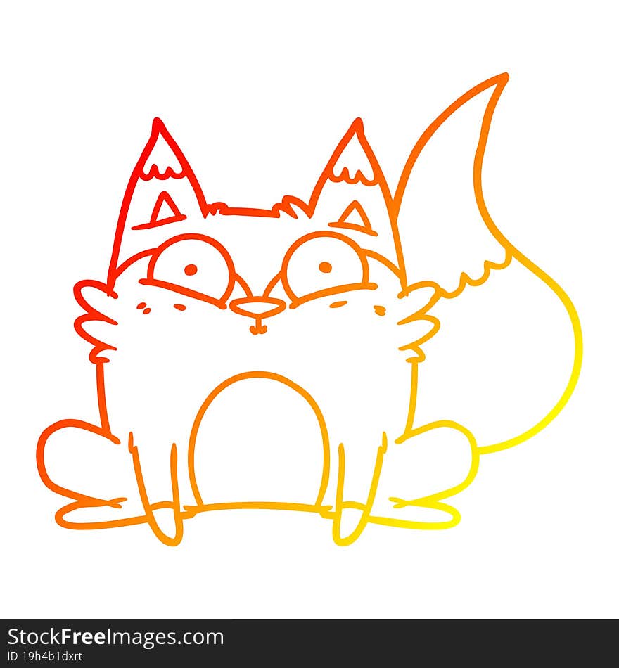 warm gradient line drawing cartoon startled fox