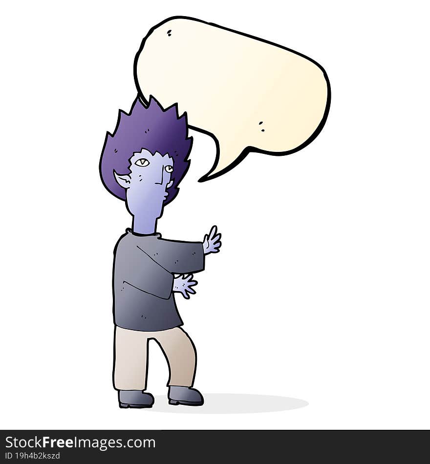 Cartoon Vampire Man With Speech Bubble