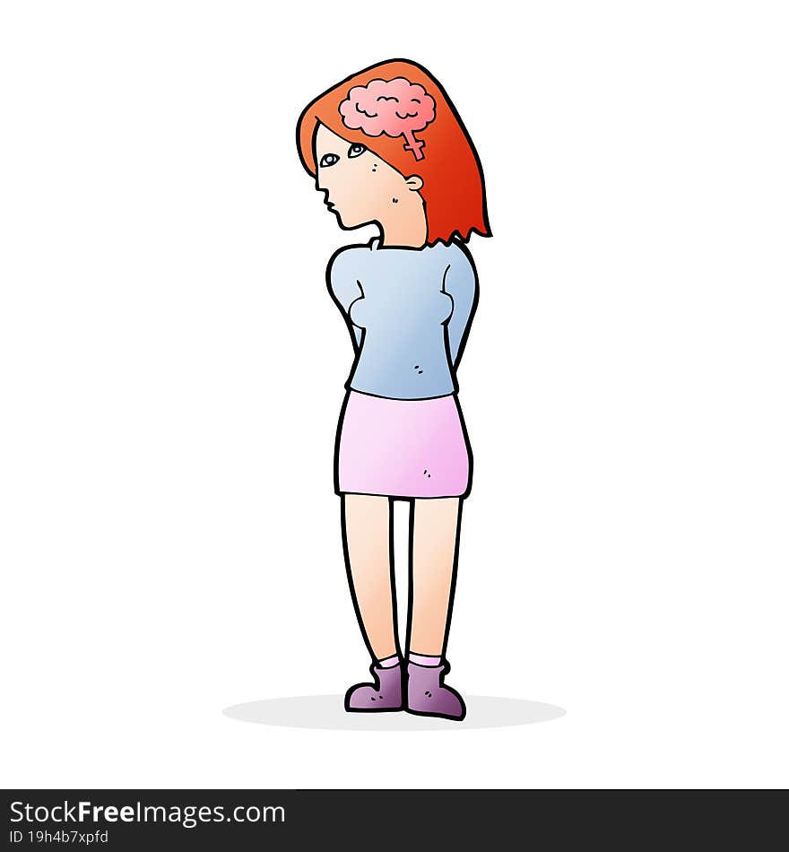 cartoon brainy woman