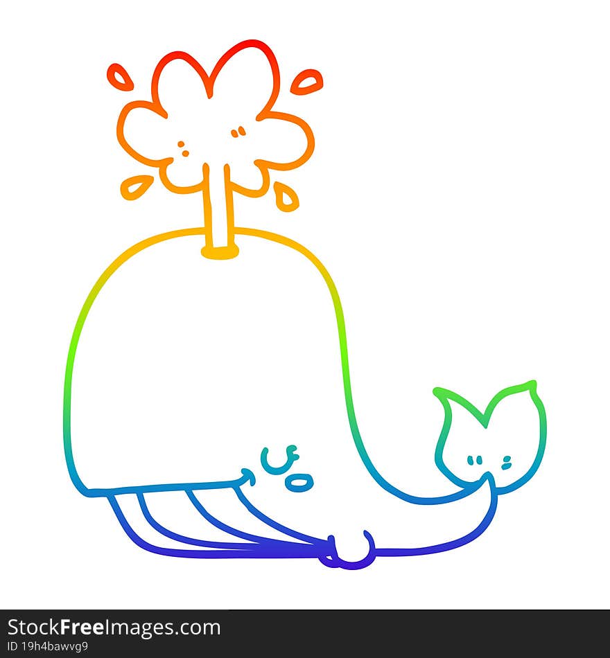 rainbow gradient line drawing cartoon whale