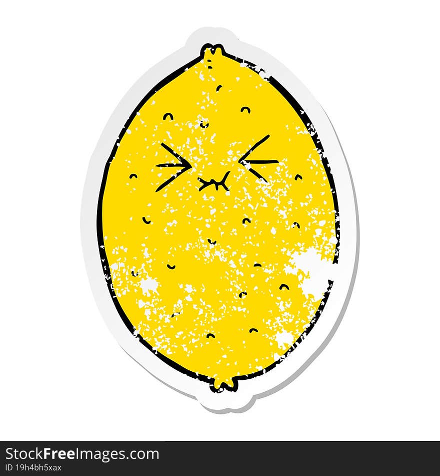 distressed sticker of a cartoon bitter lemon