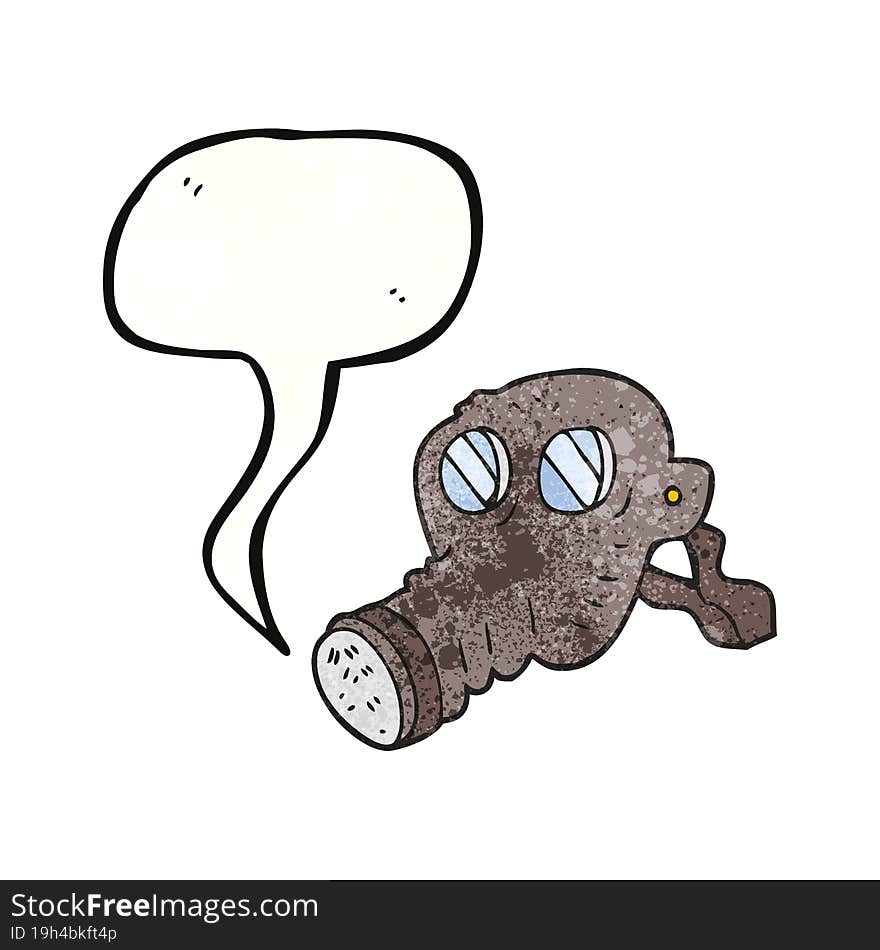 speech bubble textured cartoon gas mask