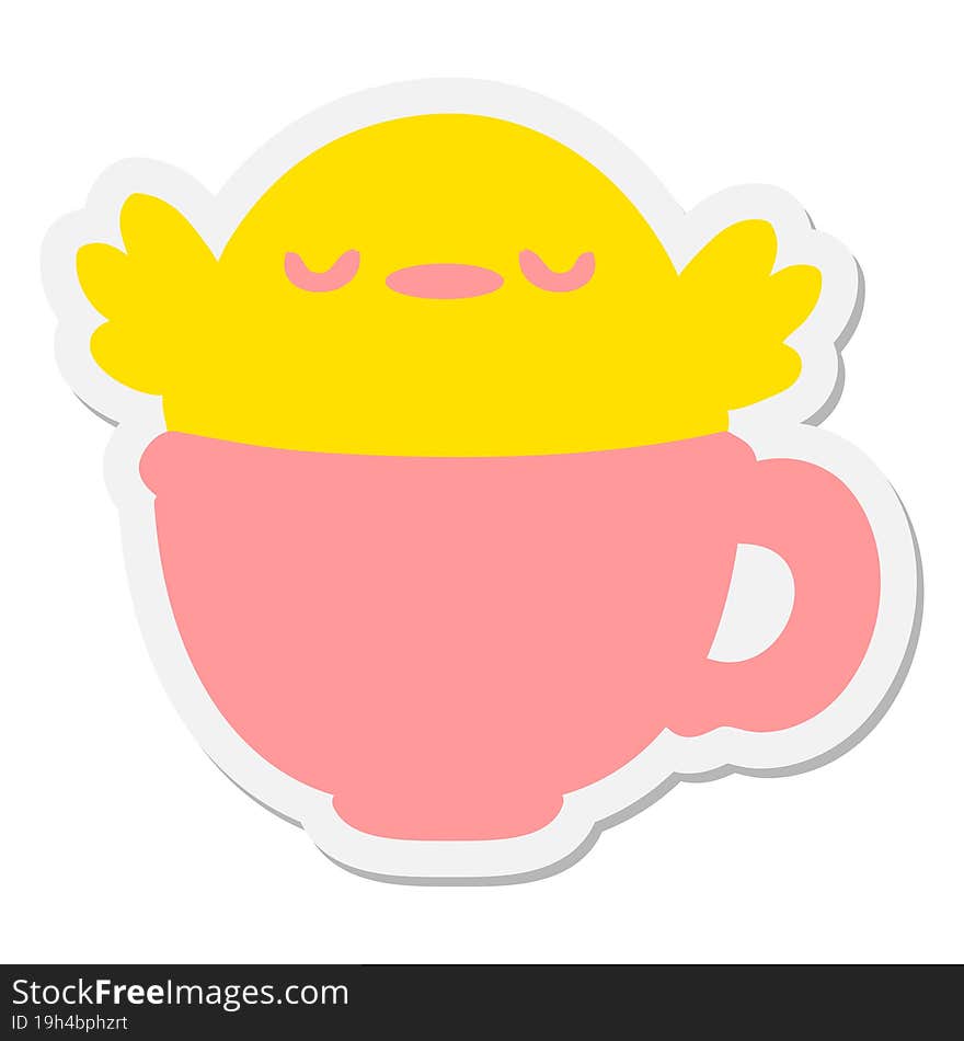 cute baby bird sitting in cup sticker