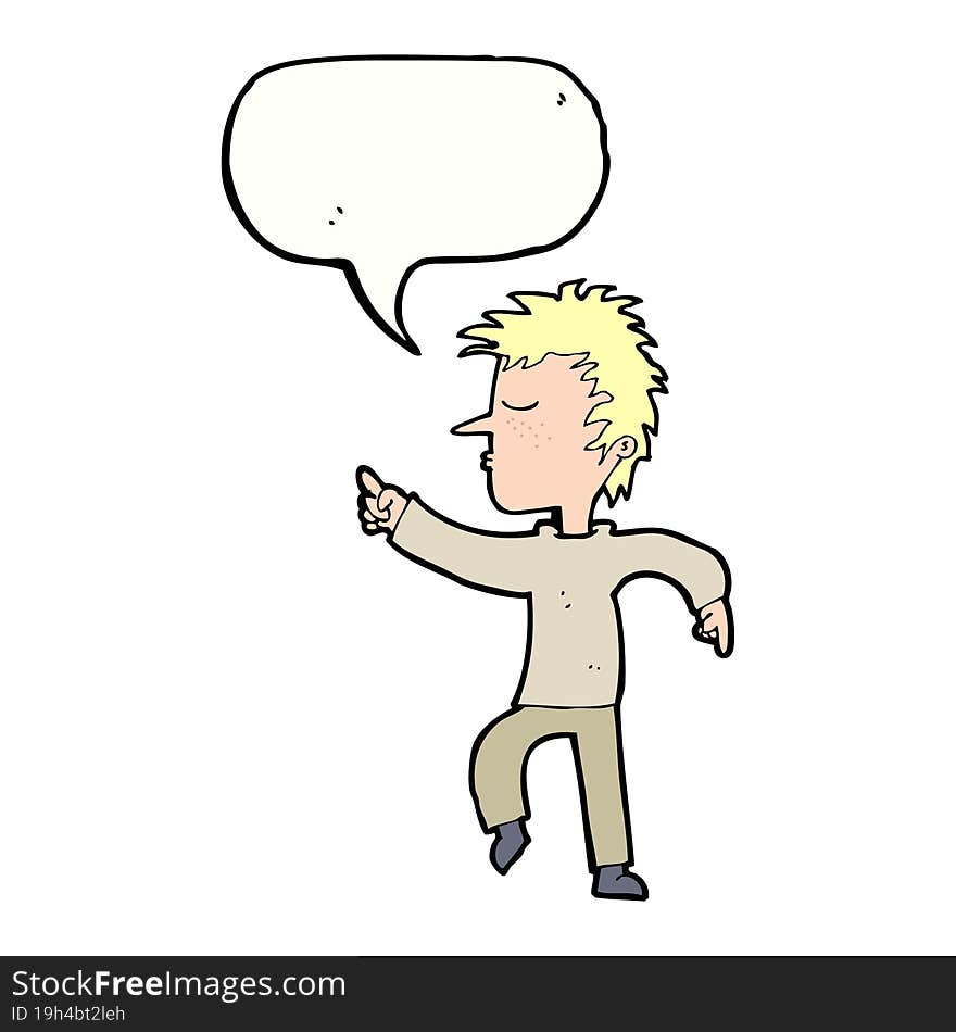 cartoon man pointing with speech bubble