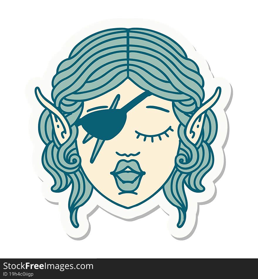 Elf Rogue Character Face Sticker