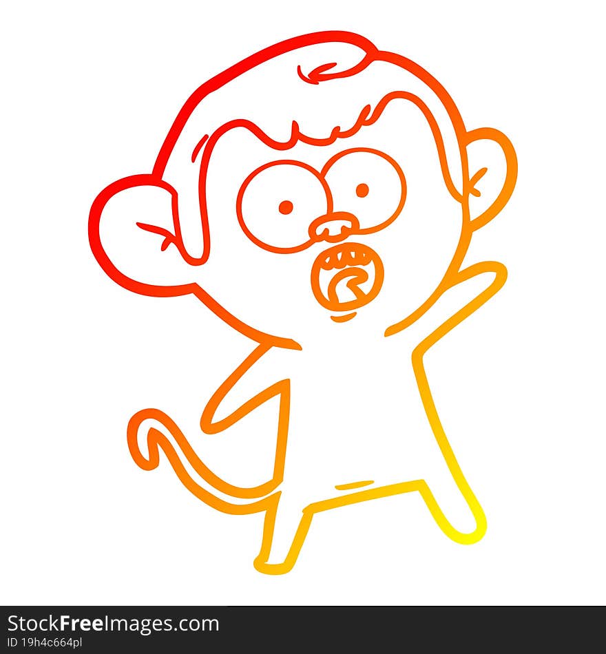 warm gradient line drawing cartoon shocked monkey