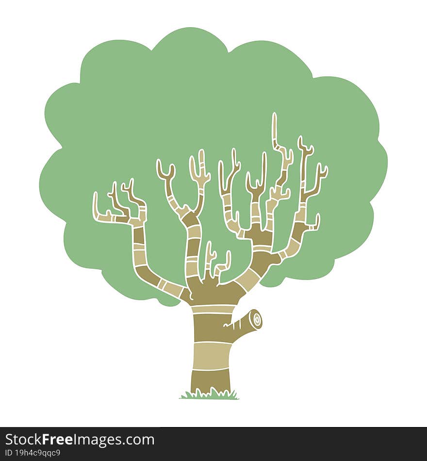 Flat Color Style Cartoon Tree