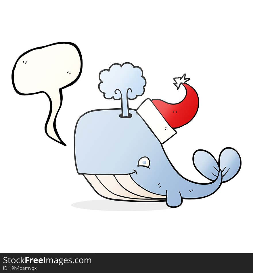 speech bubble cartoon whale wearing christmas hat