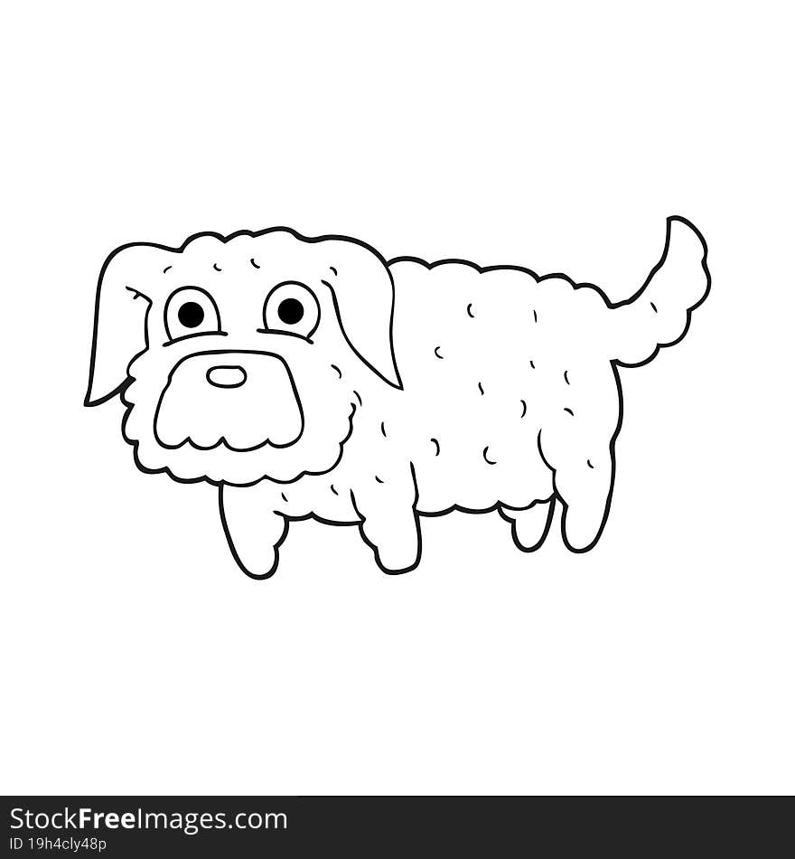 black and white cartoon small dog