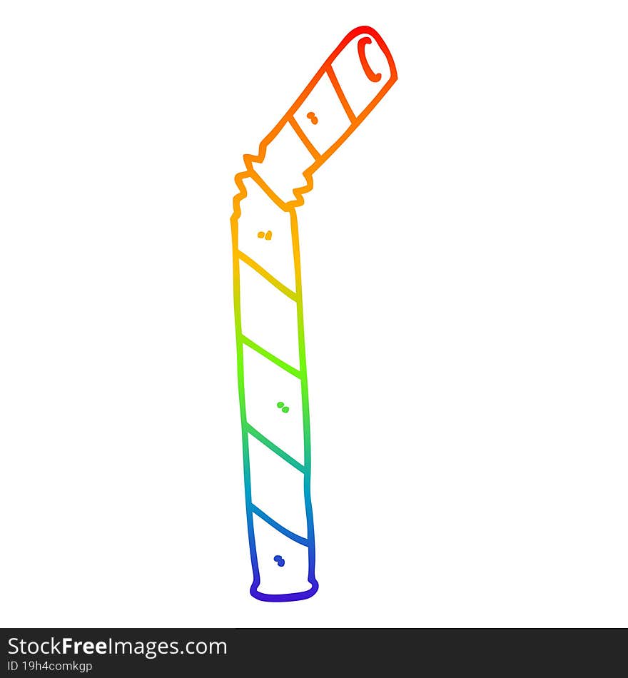 rainbow gradient line drawing cartoon straw