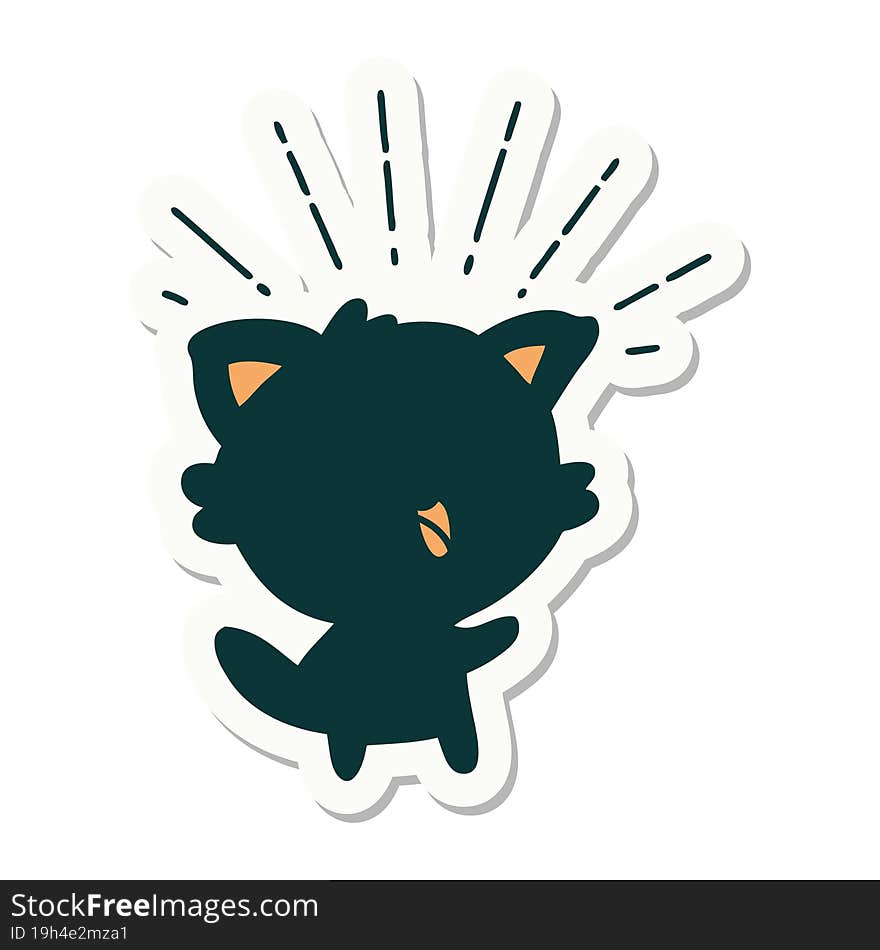 sticker of tattoo style happy cat