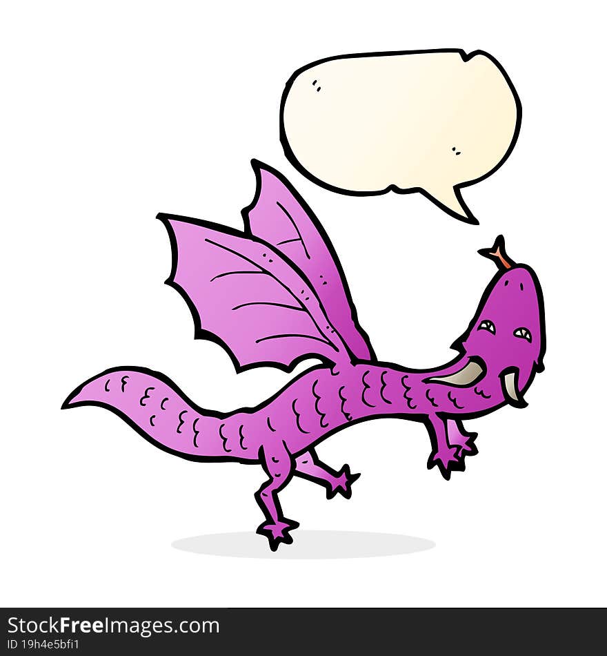 cartoon little dragon with speech bubble