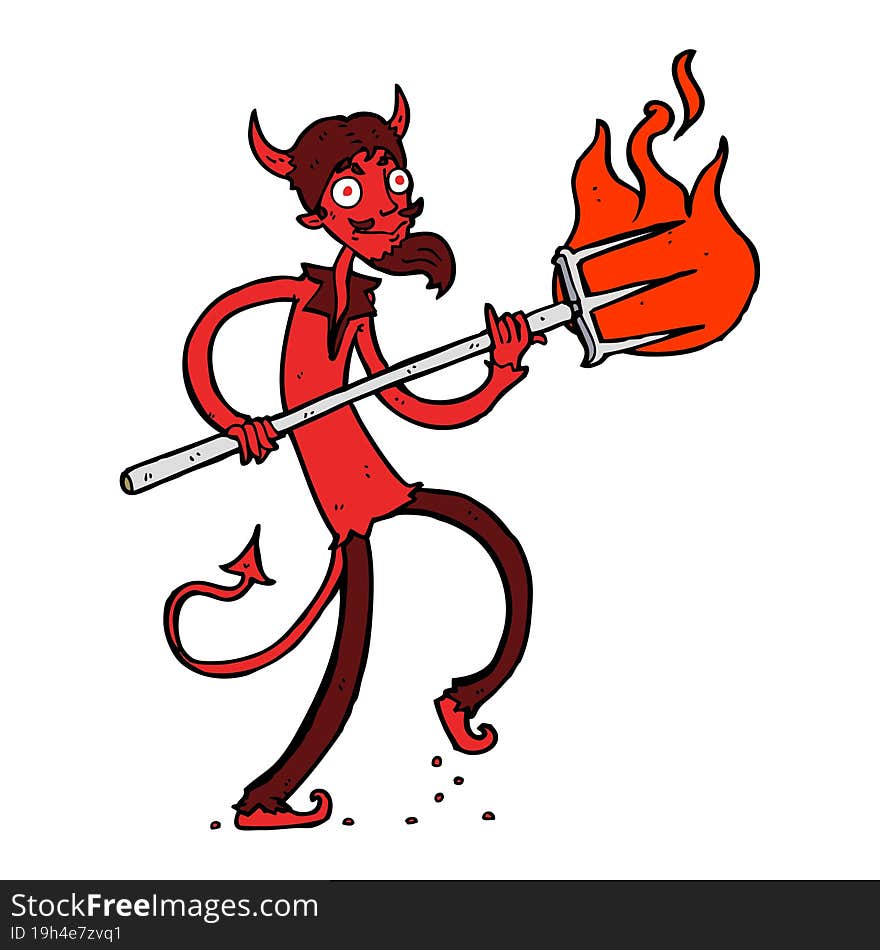 Cartoon Devil With Pitchfork