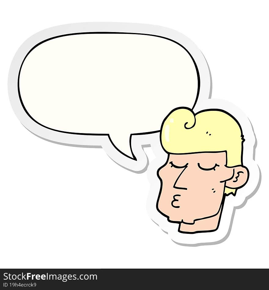 cartoon handsome man with speech bubble sticker