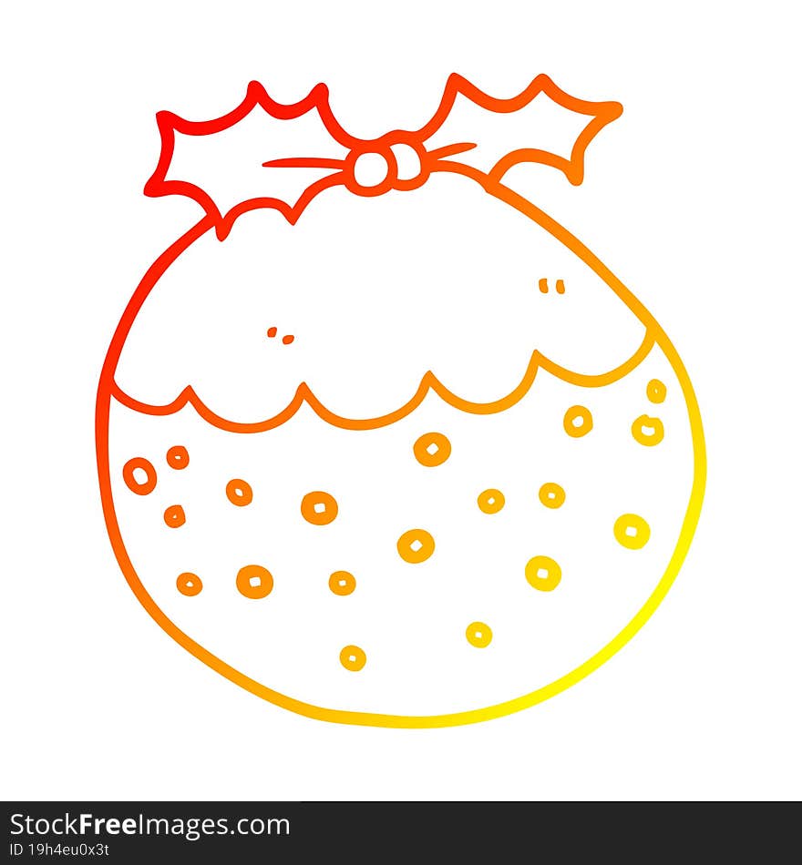 warm gradient line drawing cartoon christmas pudding