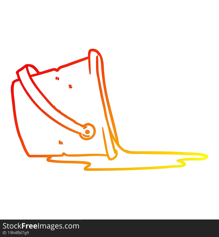 Warm Gradient Line Drawing Cartoon Spilled Bucket Of Water