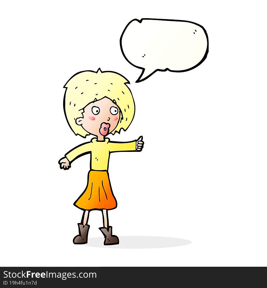 cartoon woman  with speech bubble