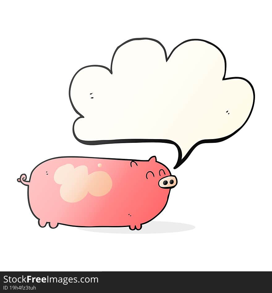 freehand drawn speech bubble cartoon pig